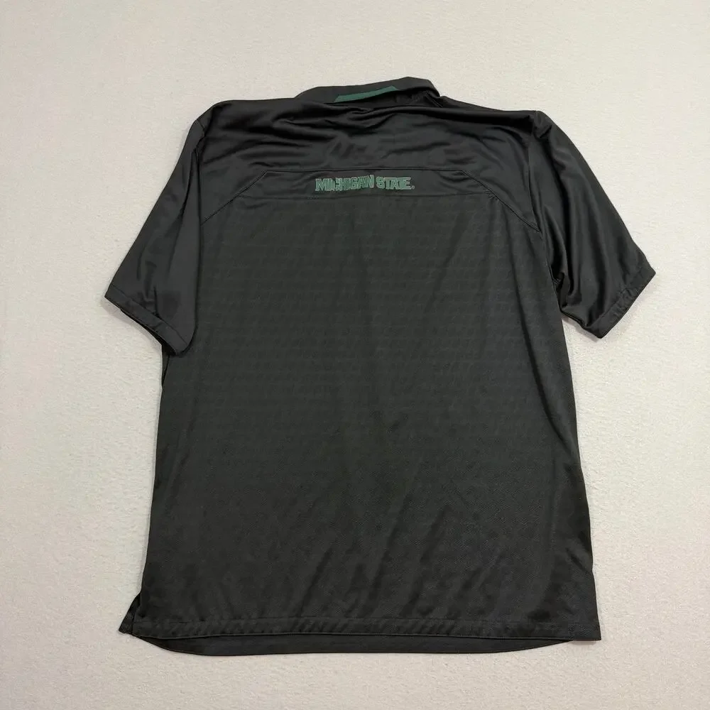 Nike Michigan State Spartans Polo Shirt Men's XL Black Dri Fit Collared MSU